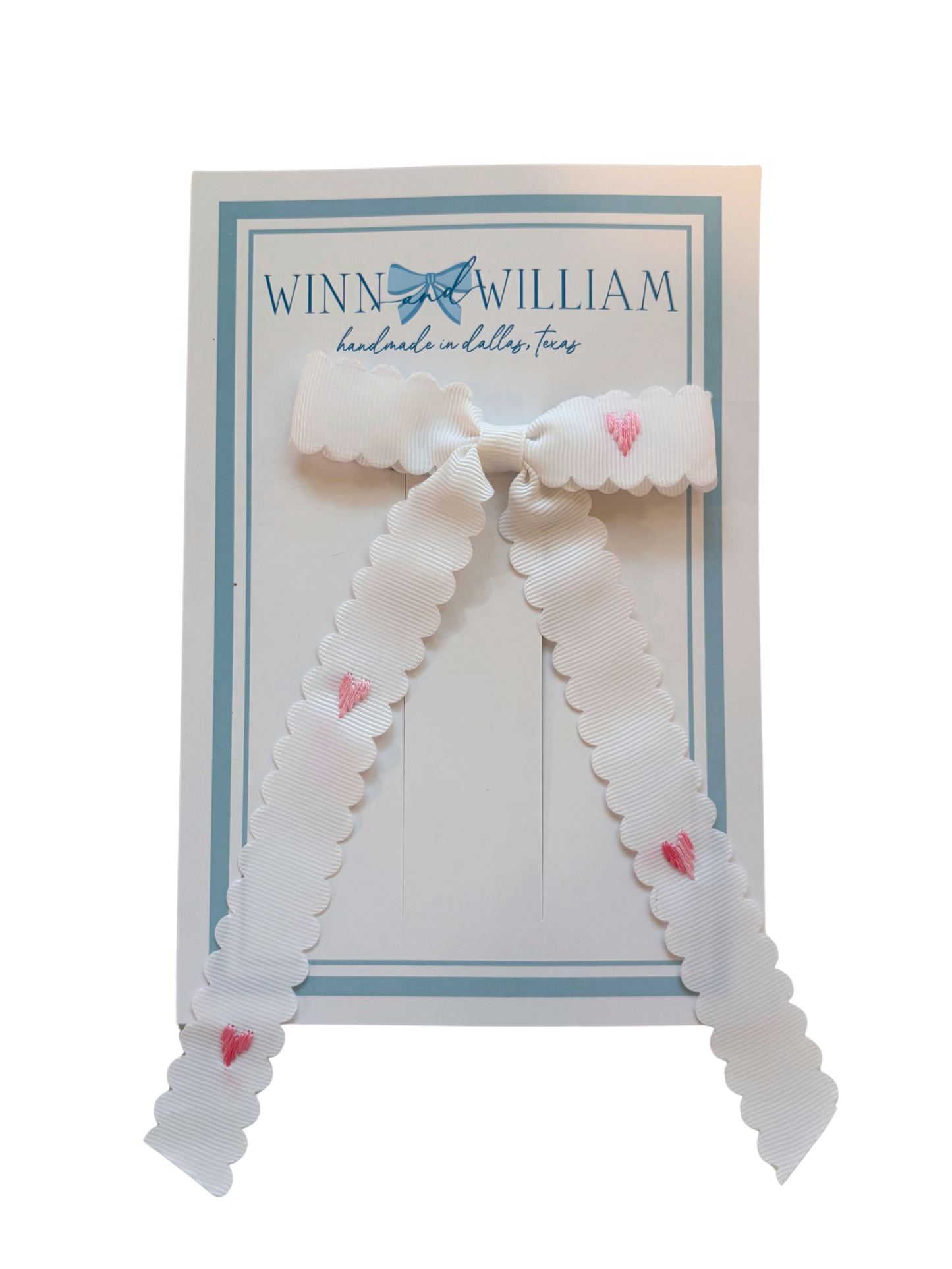 White Ombre Hearts Bow